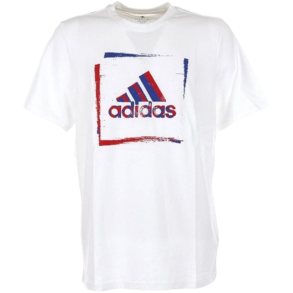 Adidas Men's White T-Shirt with Red and Blue Logo - Picture 3 of 8